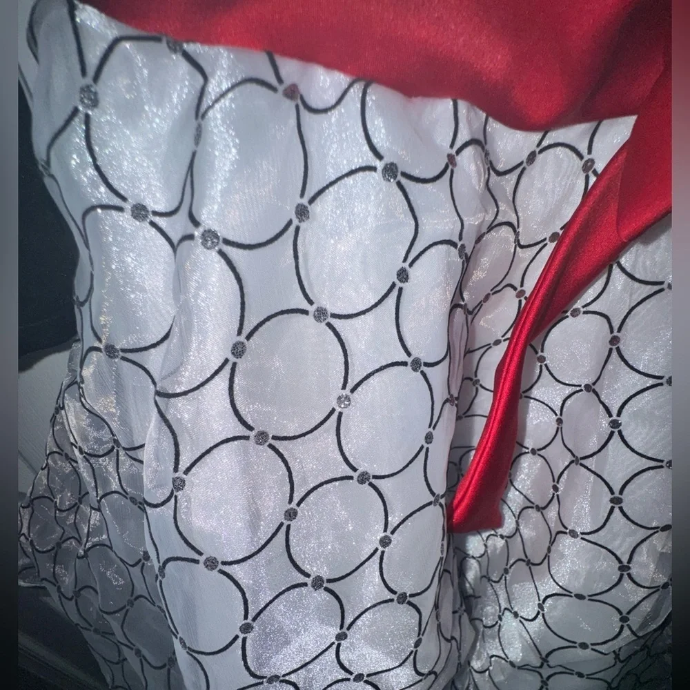 Bonnie Jean Black and White Dance Costume with Red Accent